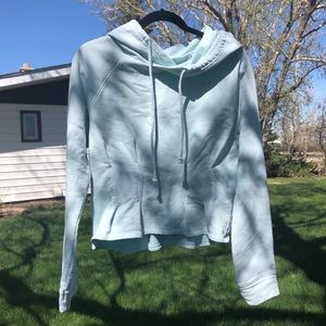 Fabletics teal cropped hoodie
